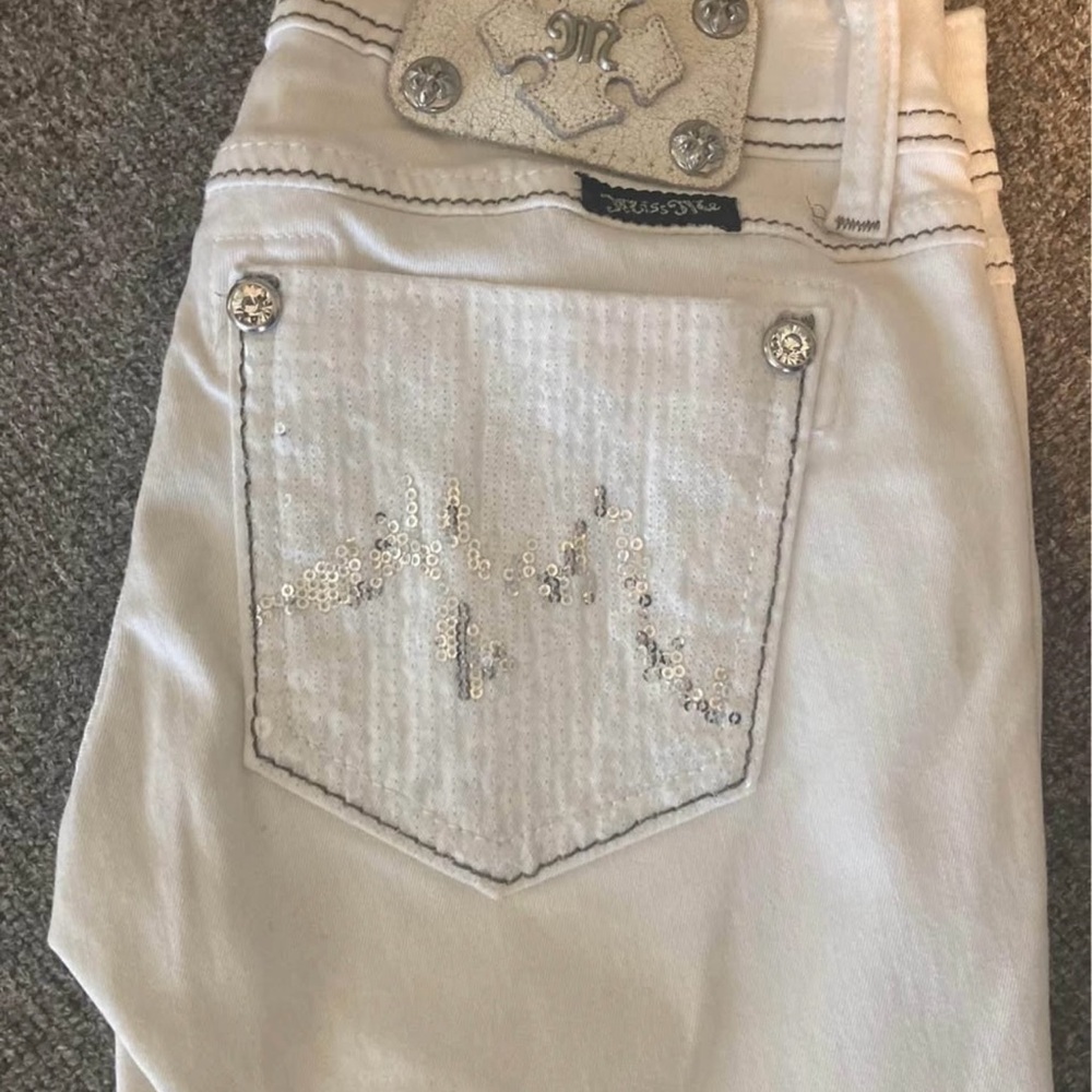 Miss Me Women's Cream Jeans with Silver Accents